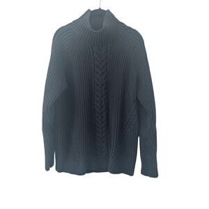 Lululemon Cable Knit Mock Neck Sweater Women's Size 10 Black Pullover Casual